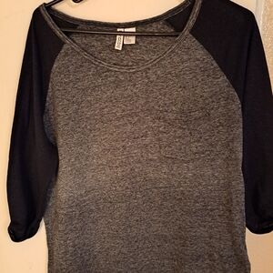 H&M Basic Charcoal & Black Basic Tee,with front pocket